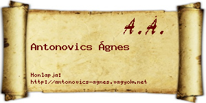 Antonovics Ágnes névjegykártya