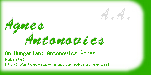 agnes antonovics business card